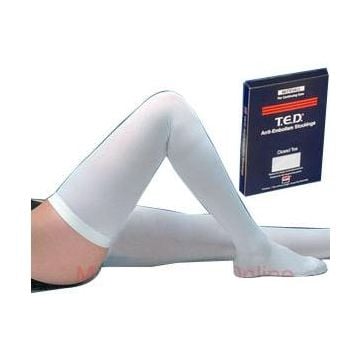 TED Hose Thigh High Closed Toe Anti-Embolism Compression Stockings, White