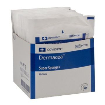 Covidien 441201 Dermacea 6 x 6.75 Inch Super Sponges, Medium - Sterile 2's
