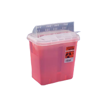 3 Gallon Transparent Red Sharps Container Always Open Lid 85221R
