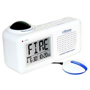Lifetone HLAC151 Bedside Vibrating Fire Alarm and Clock