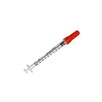 1 mL One-Care 29G Safety Insulin Syringe, 1/2" Needle