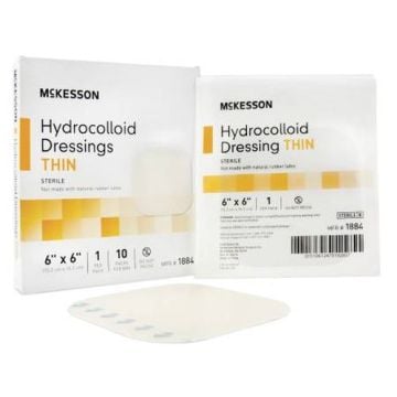 McKesson 6 x 6 Inch Hydrocolloid Dressing - 1884 | Thin, Sterile