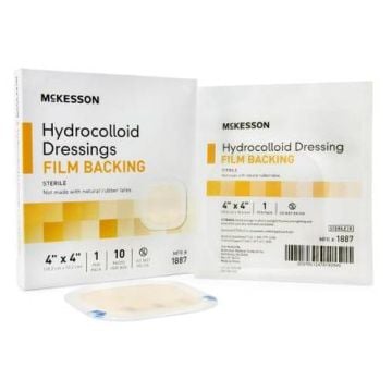 McKesson Hydrocolloid Dressing with Film Backing 4 x 4 Inch - Sterile