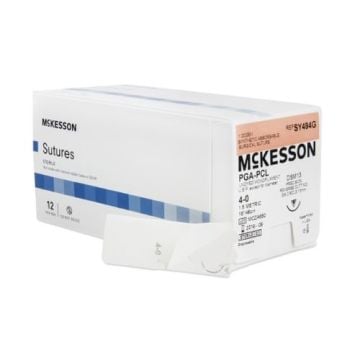 Mckesson Suture with Needle, 3/8 Circle Precision Reverse Cutting Monofilament Polyglycolic Acid