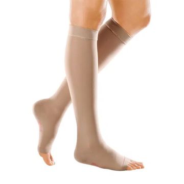 Mediven Forte Knee High 30-40 mmHg Compression Stockings, Extra-Wide Calf, Silicone Top Band, Open Toe, Tan