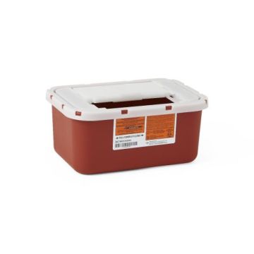 1 Gallon Medline Red Sharps Container, Horizontal Drop Opening Lid - MDS705201H