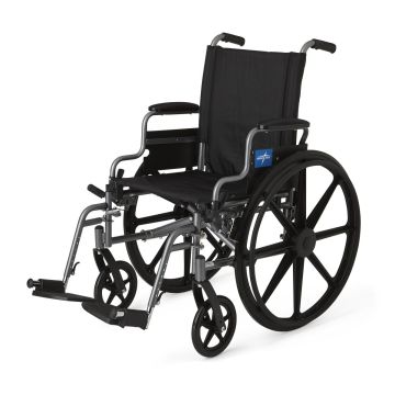 Medline MDS806565 Extra-Wide Wheelchair 20 W x 18 D Inch Seat with Elevating Legrests