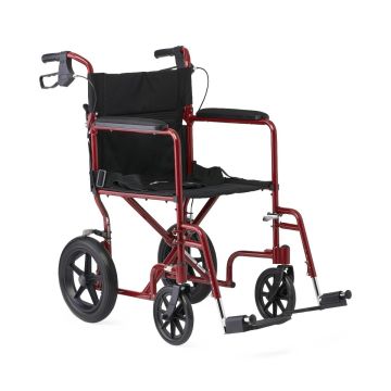 Medline Lightweight Transport Adult Folding Wheelchair with 12