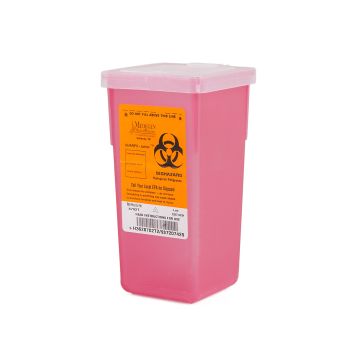 1 Quart Transparent Red Stackable Sharps Container with Biohazard Symbol 8702T 