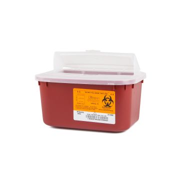 1 Gallon Medical Action Industries Sharps Container, Stackable, Red Biohazard Symbol - 8703