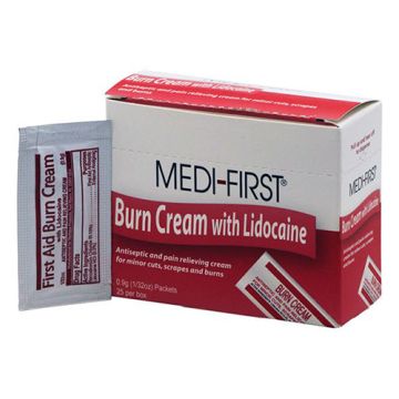 Medi-First Burn Cream with Lidocaine, Box of 25 Packets