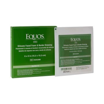 Case of Medline Equos Silicone Faced Foam & Border Dressing, 6 x 6 Inch
