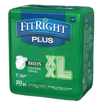 Medline FITPLUSXXL FitRight Plus Briefs, Heavy Absorbency, bag/20