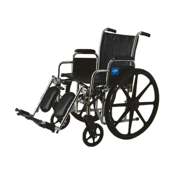 Medline MDS806300D Excel 2000 Wheelchairs 18 W x 16 D Inch Seat with Removable Desk-Length Arms and Detachable Elevating Legrests - Black Upholstery