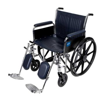 MedLine MDS806700FLA Heavy Duty Extra-Wide Wheelchair 20 W x 18 Inch Wide Seat with Removable Full-Length Arms and Detachable Elevating Leg Rests