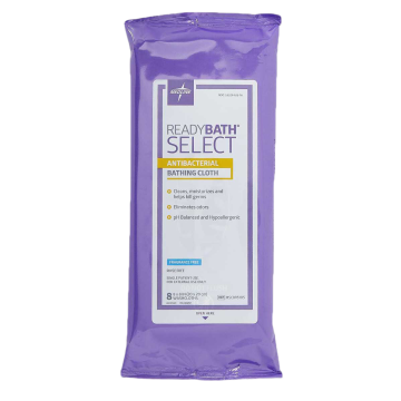 Medline MSC095105 ReadyBath Select Washcloths, Fragrance Free, Antibacterial, pack/8