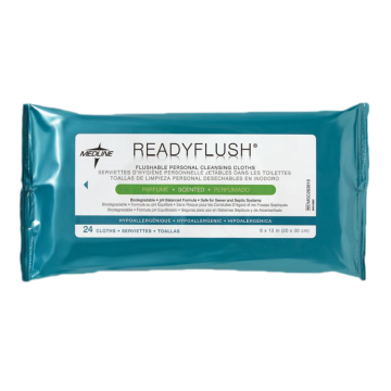 Medline MSC263810 ReadyFlush Wipes, 8 x 12 Inch, pack/24