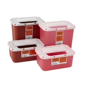 Medline Multipurpose Sharps Containers, Red and Clear Red Plastic