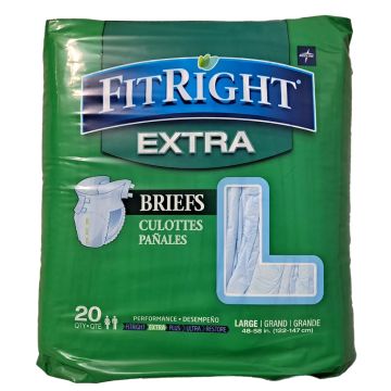 Medline FitRight Plus Adult Incontinence Briefs with Tabs, Heavy Absorbency