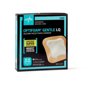 Medline Optifoam Gentle LQ Dressing, 6 x 6 Inch Square