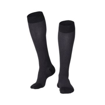 Herringbone Pattern Closed Toe 20-30 mmHg Compression Socks, Black