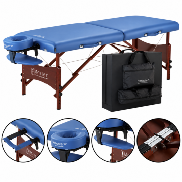 Master Newport Portable Massage Table Package, 30" - Black & Royal Blue