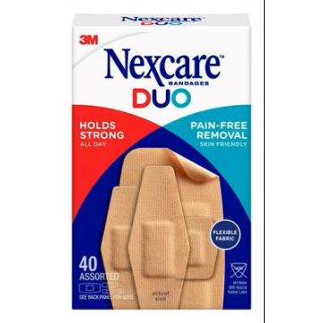 Nexcare DUO Bandages, 40 Count Box with Assorted Sizes