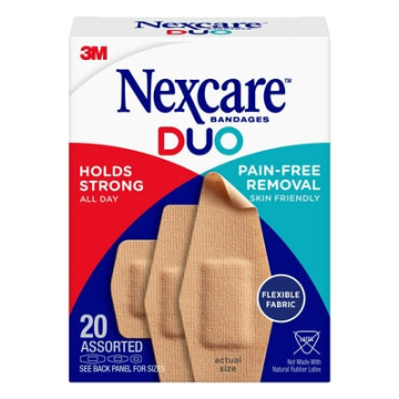 Nexcare DUO Bandages, 20 Count Box with Assorted Sizes
