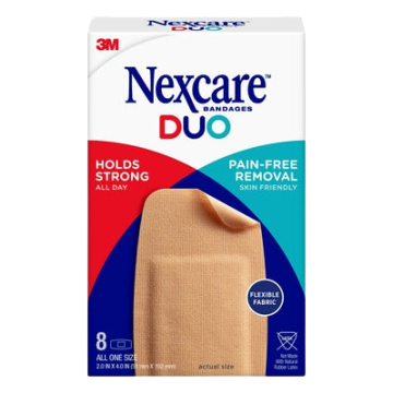 Nexcare DUO Bandages, 8 Count Box, Elbow and Knee Sizes