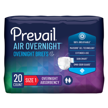 Prevail Air Overnight Briefs, Size 1