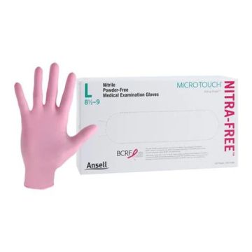 Ansell Micro-Touch NITRAFREE Pink Examination Gloves, Large