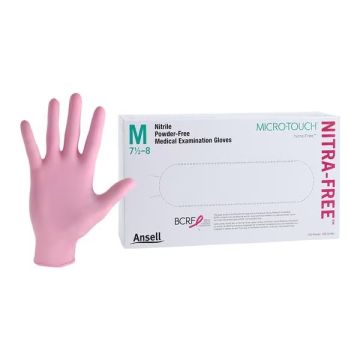 Ansell Micro-Touch NITRAFREE Pink Examination Gloves, Medium