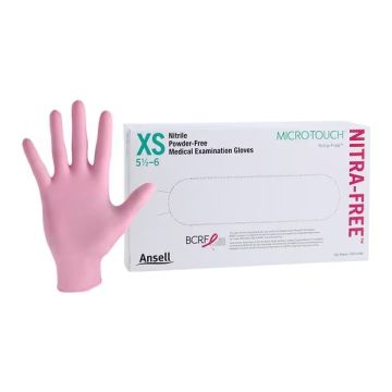 X-Small, Ansell Micro-Touch NITRAFREE Pink Examination Gloves