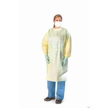 Medline Full Back SMS Cover Gown, Disposable, Size L, Yellow - NON275670