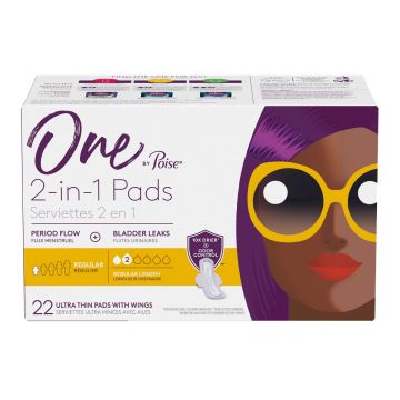 One by Poise 2 in 1 Liners With Wings Regular Size Box, Front View