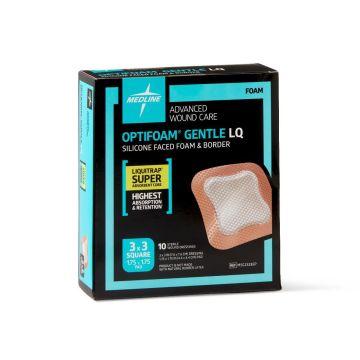 Box of Medline Optifoam Gentle Dressings, 3 x 3 Inch Square
