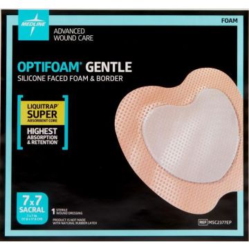 Medline Optifoam Gentle LQ Dressing, 7 x 7 Inch Sacral