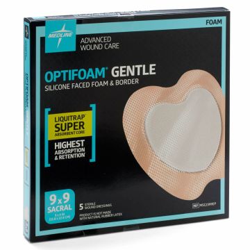 Medline Optifoam Gentle LQ Dressing, 9 x 9 Inch Sacral