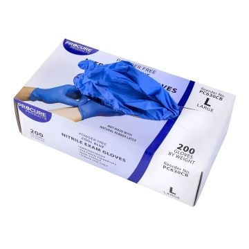 ProCure Nitrile Exam Gloves, Powder-Free, Cool Blue - S-XL