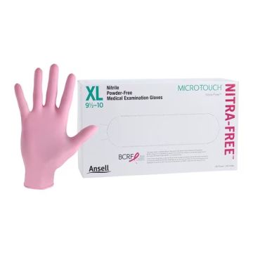 Ansell Micro-Touch NITRAFREE Pink Examination Gloves, X-Large