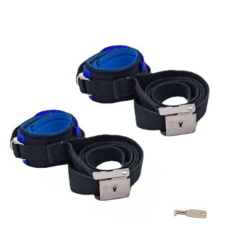 Heavy-Duty Locking Restraint Cuffs with D-Ring: Regular/Blue
