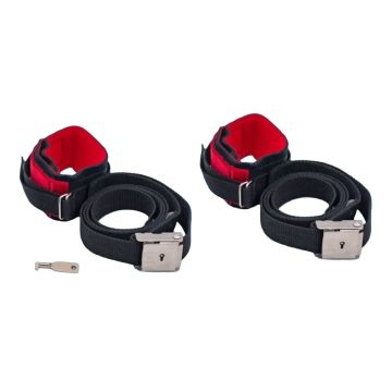 Heavy-Duty Locking Restraint Cuffs with D-Ring: Large/Red