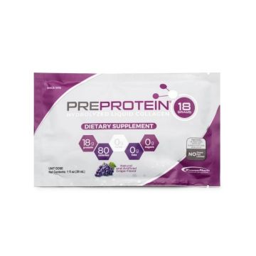 1 fluid ounce packet of PreProtein 18g Liquid Predigested Protein, Grape
