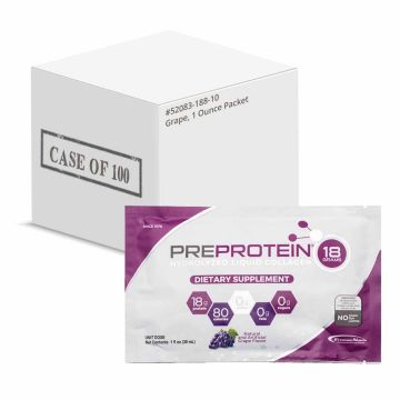 Case of 100 1 fluid ounce packets of PreProtein 18g Liquid Predigested Protein, Grape