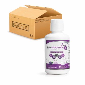 Case of 12 16 fluid ounce bottles of PreProtein 18g Liquid Predigested Protein, Grape