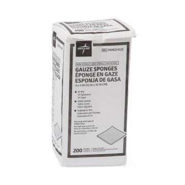 PRM21412C- 4x4 Inch, 12-Ply Woven Gauze Sponges