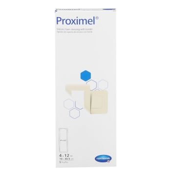 Proximel Silicone Foam Dressing with Border, 4x12 Inch, Box of 5