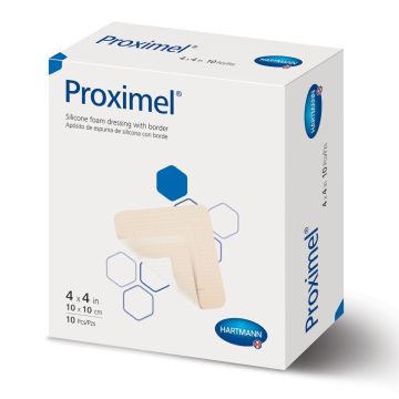 Proximel Silicone Foam Dressing with Border, 4x4 Inch, Box of 10