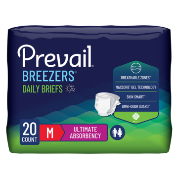 Prevail Breezers Incontinence Brief, Ultimate Absorbency, Size Med