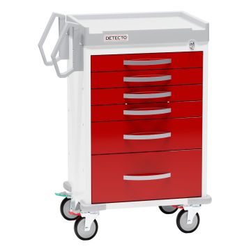 6 Drawer Cart, Break-Away Lock, Red